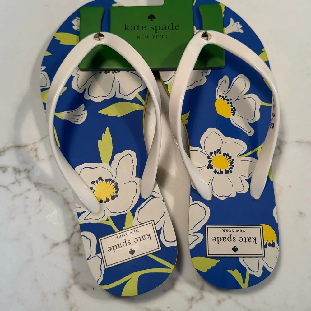 Kate Spade Blue and White Floral Sandals